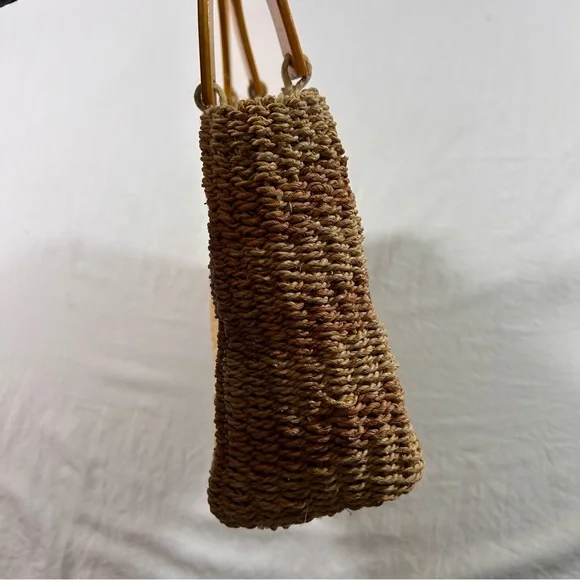 Faded Glory Rattan Tan and Brown Woven Clutch - Picture 3 of 6